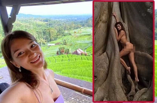 Kutsal ağacın altında çıplak poz! Hapis yatabilir!