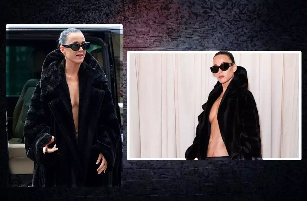 Katy Perry yırtık külotlu çorabının üzerine hiçbir şey giymedi