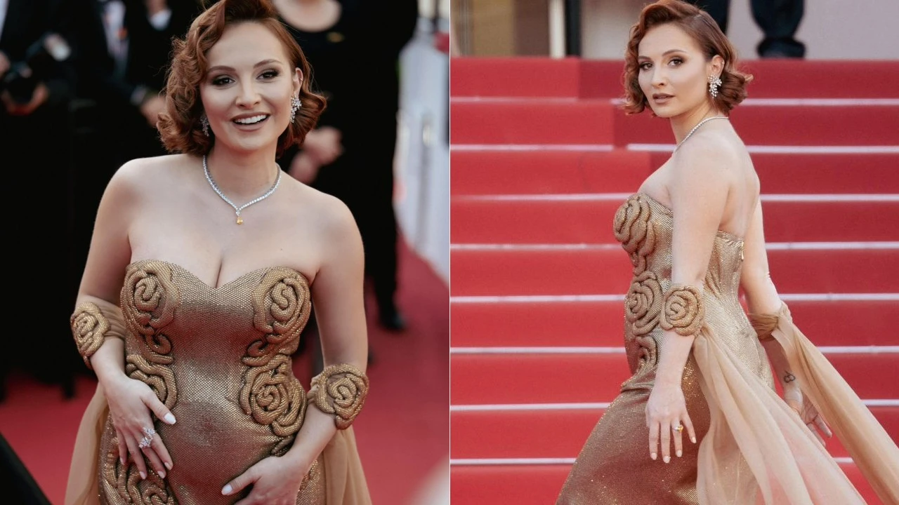 Bebek bekleyen Başak Gümülcinelioğlu Cannes'ın kırmızı halısında