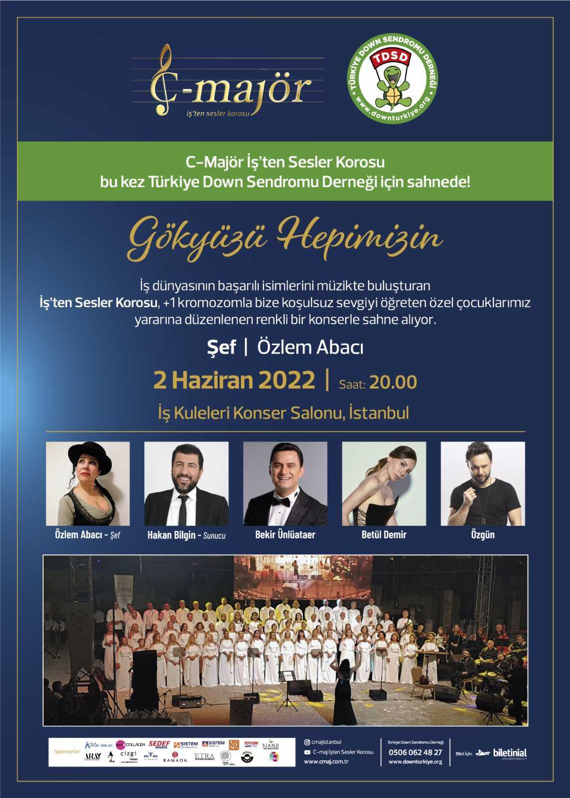 ÜNLÜ SANATÇILAR ve C-MAJÖR KOROSU DOWN SENDROMLU ÇOCUKLARA DESTEK KONSERİ İÇİN BİR ARADA