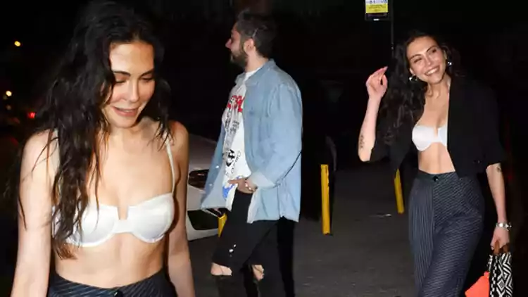Oyuncu Dilara Aksüyek'in gece yarısı büstiyeri olay oldu